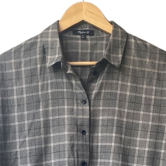 Madewell Plaid Button Down Shirt Size M Preppy Dark Academia Boyfriend Long - Picture 6 of 9